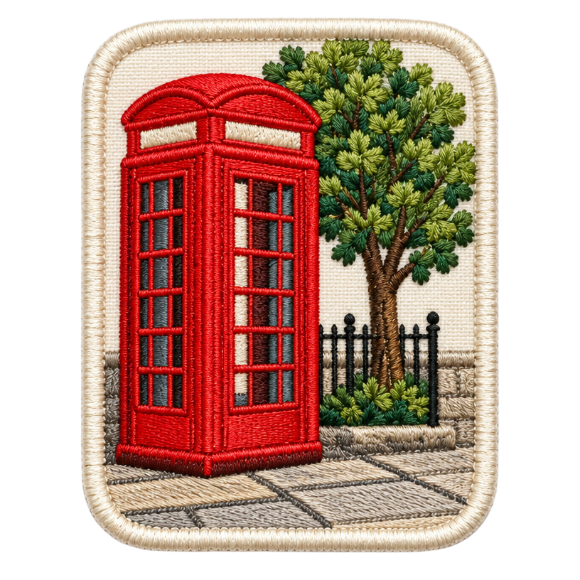 Red Phone Box embroidered patch